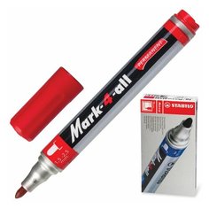 Маркер перманентный STABILO "Mark", КРАСНЫЙ, пулевидный наконечник, 1,5-2,5 мм, 651/40, 4 шт.