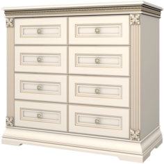 Комод WellMaker К1-100 Элегант, цвет Айвори Латунь, 8 ящиков
