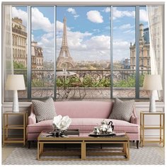 Обои флизелиновые Топ Фотообои Расширяющие пространство. Париж 3D 300х180 (ШхВ) светло-бежевый/зеленый/светло-синий/светло-коричневый/светло-серый