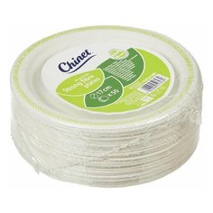 Одноразовые тарелки диаметр 170 мм, КОМПЛЕКТ 50 шт., ECO картон, CHINET GoodToGo, холодное/горячее, HUHTAMAKI,00920, 1 шт.