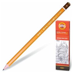 Карандаш чернографитный KOH-I-NOOR 1500, 1 шт., B, без резинки, корпус желтый, заточенный, 150000B01170RU, 7 шт.