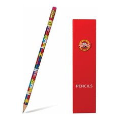 Карандаш чернографитный KOH-I-NOOR, 1 шт., "Puzzle", НВ, с резинкой, корпус ассорти, заточенный, 1231002472KSNV, 11 шт.