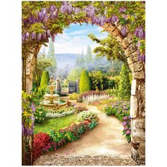 Фотообои флизелиновые Топ Фотообои Вид из окна на Париж 200х270 (ШхВ) светло-коричневый/ярко-зеленый/сиреневый/бледно-голубой/темно-бежевый