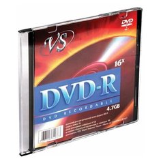 Диск DVD-R VS, 4,7 Gb, 16x, Slim Case, VSDVDRSL01, 5 шт.