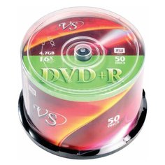 Диски DVD+R VS 4,7 Gb 16x, КОМПЛЕКТ 50 шт., Cake Box, VSDVDPRCB5001, 1 шт.