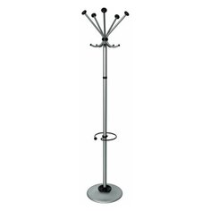 Вешалка-стойка "Квинтет ТМК-2", 1,91 м, диск 46 см, 5 крючков + место для зонтов, металл, серебристая, 1 шт. ТИТАН