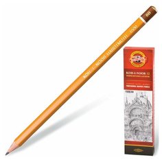 Карандаш чернографитный KOH-I-NOOR 1500, 1 шт., 8B, без резинки, корпус желтый, заточенный, 150008B01170RU, 7 шт.