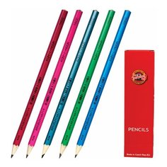 Карандаш чернографитный KOH-I-NOOR, 1 шт., HB, без резинки, корпус ассорти, заточенный, 1602002015KSRU, 15 шт.