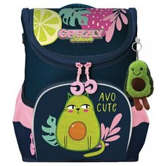 Ранец GRIZZLY школьный, эргономическая спинка, на ножках, для девочек, "AVOCUTE", 36х26х16 см, RAn-182-1/1, 1 шт.