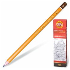 Карандаш чернографитный KOH-I-NOOR 1500, 1 шт., 2H, без резинки, корпус желтый, заточенный, 150002H01170RU, 7 шт.