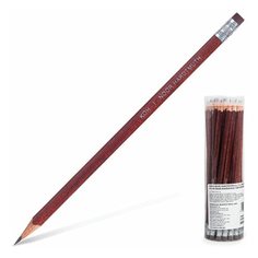 Карандаш чернографитный KOH-I-NOOR, 1 шт., HB, трехгранный, с резинкой, корпус коричневый, заточенный, 18030HB001TD, 36 шт.