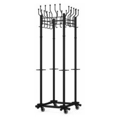 Вешалка на колесах на 20 крючков с держателем для зонтов "Гардикс-4К", металл, черная, 1 шт. ТИТАН