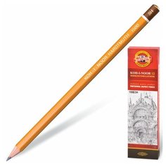 Карандаш чернографитный KOH-I-NOOR 1500, 1 шт., 3H, без резинки, корпус желтый, заточенный, 150003H01170RU, 7 шт.