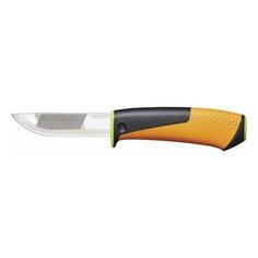 Нож для тяжелых работ с точилкой, FISKARS, трехкомпонентная рукоятка, напильник на лезвии, 1023619, 1 шт.