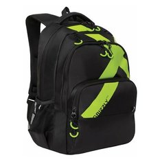 Рюкзак GRIZZLY молодежный, 2 отделения, черный, "Green X", 45x32x23 см, RU-030-1/1, 1 шт.