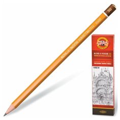 Карандаш чернографитный KOH-I-NOOR 1500, 1шт., 3B, без резинки, корпус желтый, заточенный, 150003B01170RU, 7 шт.