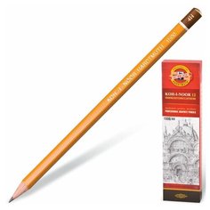 Карандаш чернографитный KOH-I-NOOR 1500, 1 шт., 4H, без резинки, корпус желтый, заточенный, 150004H01170, 7 шт.