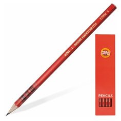 Карандаш чернографитный KOH-I-NOOR, 1 шт., "Alpha", В, без резинки, корпус красный, заточенный, 1703/1, 1703001020KSRU, 17 шт.