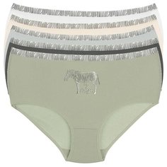 Donella Набор трусов слипы высокой посадки Зебра, 5 шт., размер XXL, зеленый/бежевый