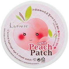 Larvore гидрогелевые патчи для глаз увлажняющие с экстрактом персика Hydrogel eye & cheek petit Peach Patch, 60 шт. L’Arvore