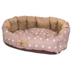 Лежак для собак и кошек HutPets MiniCot L 90х70 см coffee stars