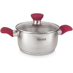 Кастрюля Rondell Provoke, 2.1 л, стальной/красный