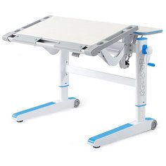 Стол детский для работы стоя MEALUX ErgoWood M 94x77 см белый дуб/голубой