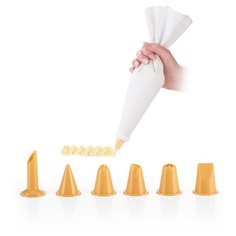 Tescoma Кондитерский мешок полотняный Delicia с насадками, 7 шт., белый/оранжевый