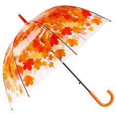 Зонт-трость полуавтомат Эврика Листья 96565/96567 красный