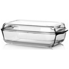 Кастрюля прямоугольная с крышкой 2,8 литра Borcam 59010 жаропрочная стеклянная форма для запекания 34х19х7 см 1/2 коробка