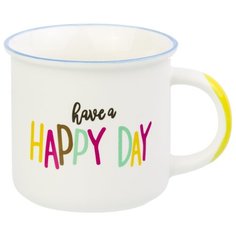 Кружка 400 мл 12*9,5*8,5 см "have a HAPPY DAY" NEW BONE CHINA Elan Gallery