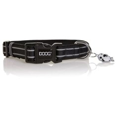 Ошейник для собак светоотражающий DOOG "Lassie", чёрный, M, 32-46см (Австралия)