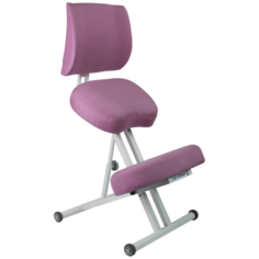 Эргономичный коленный стул "ОЛИМП" СК-2-2 (толстые сидения) Розовый пони на белой раме Olimp