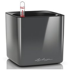 13511 Кашпо LECHUZA Кьюб Глосси 14 Антрацитовый блестящий с системой автополива