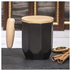 Кружка "Грани", цвет: черный, 350 мл Эврика