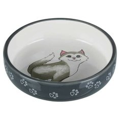 Миска TRIXIE 24784 для кошек короткомордых пород 300 мл серый