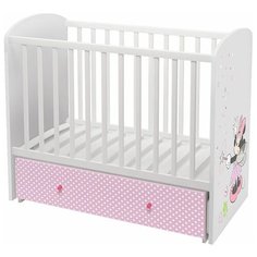 Кроватка Polini Disney baby 750 "Минни Маус-Фея" (классическая), поперечный маятник белый/розовый