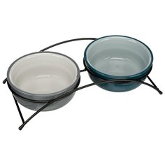 Миска TRIXIE 24535 керамическая на подставке 2 х 250 мл petrol/grey