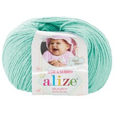 Пряжа ALIZE Baby wool 50гр. 175м. (20%бамбук, 40%шерсть, 40%акрил)ТУ (19 водяная зелень) 10 шт