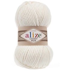 Пряжа ALIZE Lanagold Plus 100гр. 140м (49% шерсть, 51% акрил) (62 молочный) 5 шт