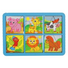 Головоломка "Животные", квадраты двусторонние Лесная мастерская