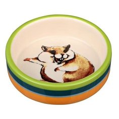 Миска керамическая для хомяков, 80 мл/ø 8 см, разноцветная/кремовая Trixie