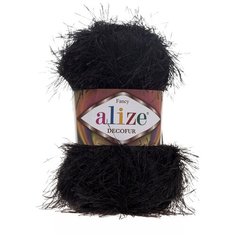 Пряжа ALIZE Decofur травка 100гр. 110м. (100%п/э) ТУ (60 черный) 5 шт