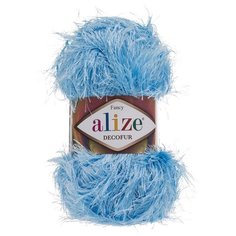 Пряжа ALIZE Decofur травка 100гр. 110м. (100%п/э) ТУ (40 голубой) 5 шт