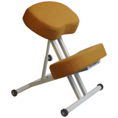Эргономичный коленный стул "ОЛИМП" СК-1-2 (толстые сидения) Солнечный терракот на белой раме Olimp
