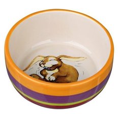 Миска керамическая для кроликов, 250 мл/ø 11 см, разноцветная/кремовая Trixie