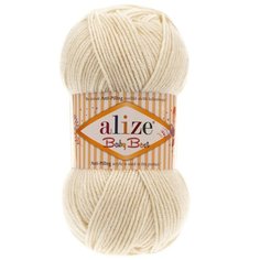 Пряжа Alize Baby Best 100г 240м (10% бамбук, 90% акрил) с эффектом АНТИПИЛЛИНГ (62 светло-молочный) 5 шт