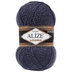 Пряжа для вязания Alize Lanagold 100гр., 240м (49%шерсть, 51%акрил) (901 т.-синий меланж) 5 мотков
