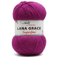 Пряжа из Троицка Lana Grace Superfine 100гр. 610м. (25% мериносовая шерсть, 75% акрил супер софт) (1643 яркая сирень) 5 мотков Троицкая камвольная фабрика