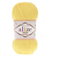 Пряжа Alize Cotton Gold Hobby 50г 165м (55% хлопок, 45% акрил) (187 светлый лимон) 5 шт